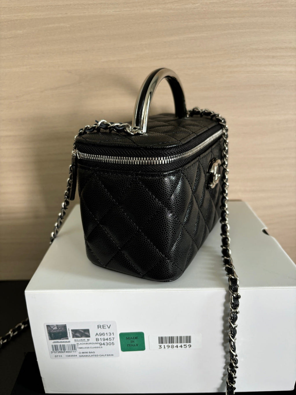 Quilted Vanity Top Handle Bag