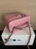 Quilted Vanity Top Handle Bag