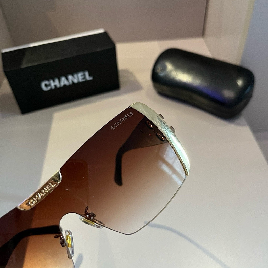 Brown & Gold Shield Sunglasses