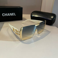 White & Gold Shield Sunglasses