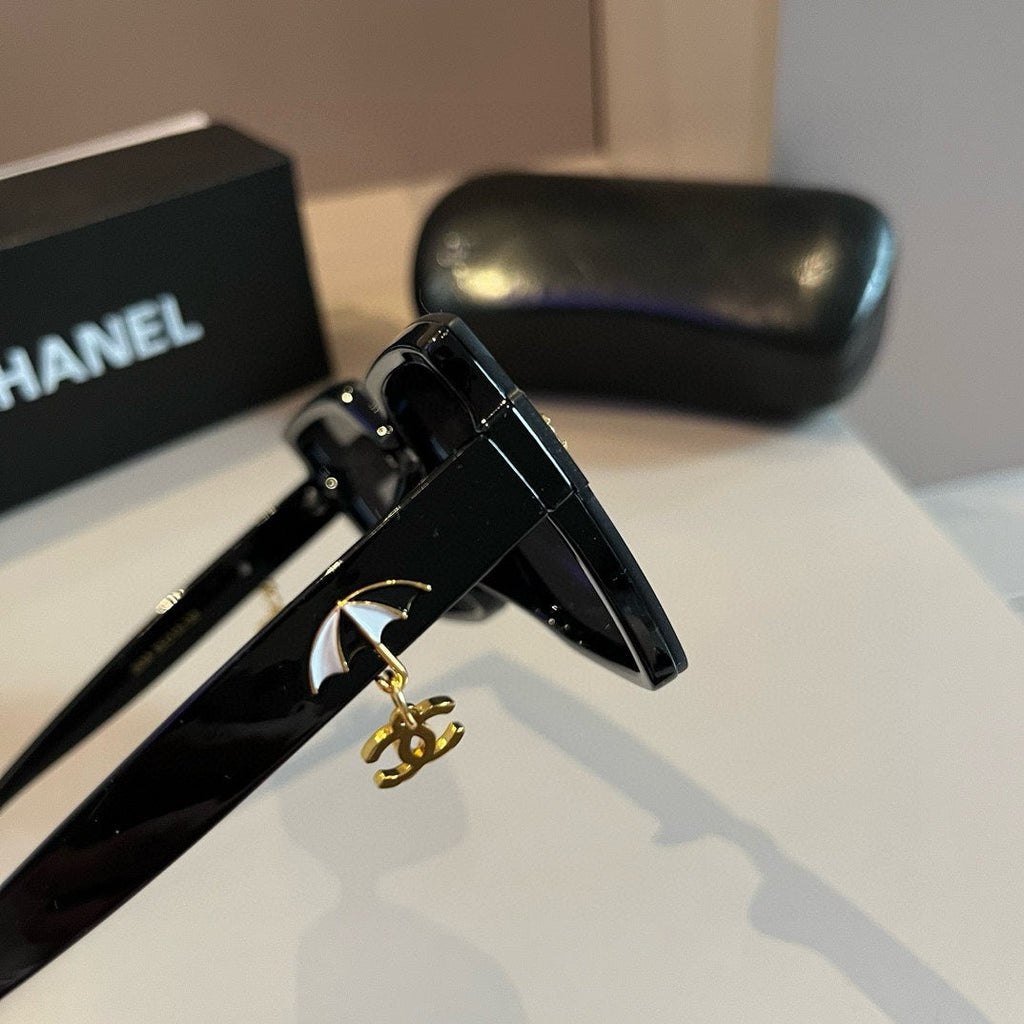 Black & Gold Drop-Logo Sunglasses
