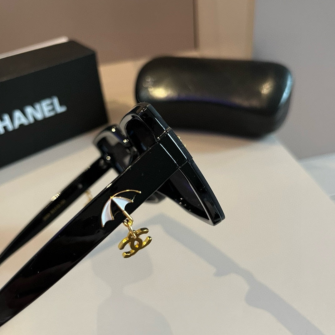 Black & Gold Drop-Logo Sunglasses