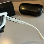 White & Black Logo Shield Sunglasses