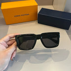 Classic Black Monogram Square Sunglasses