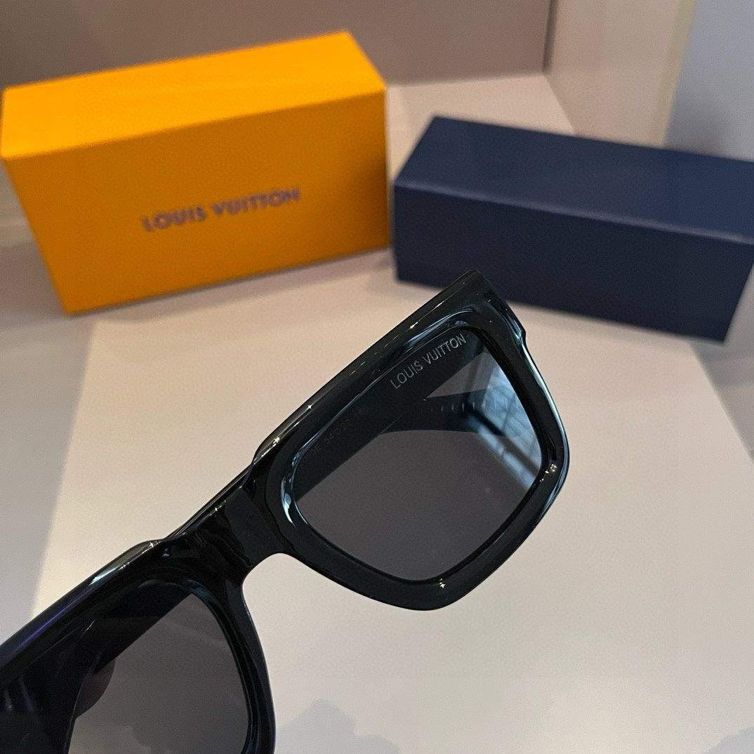 Classic Black Monogram Square Sunglasses