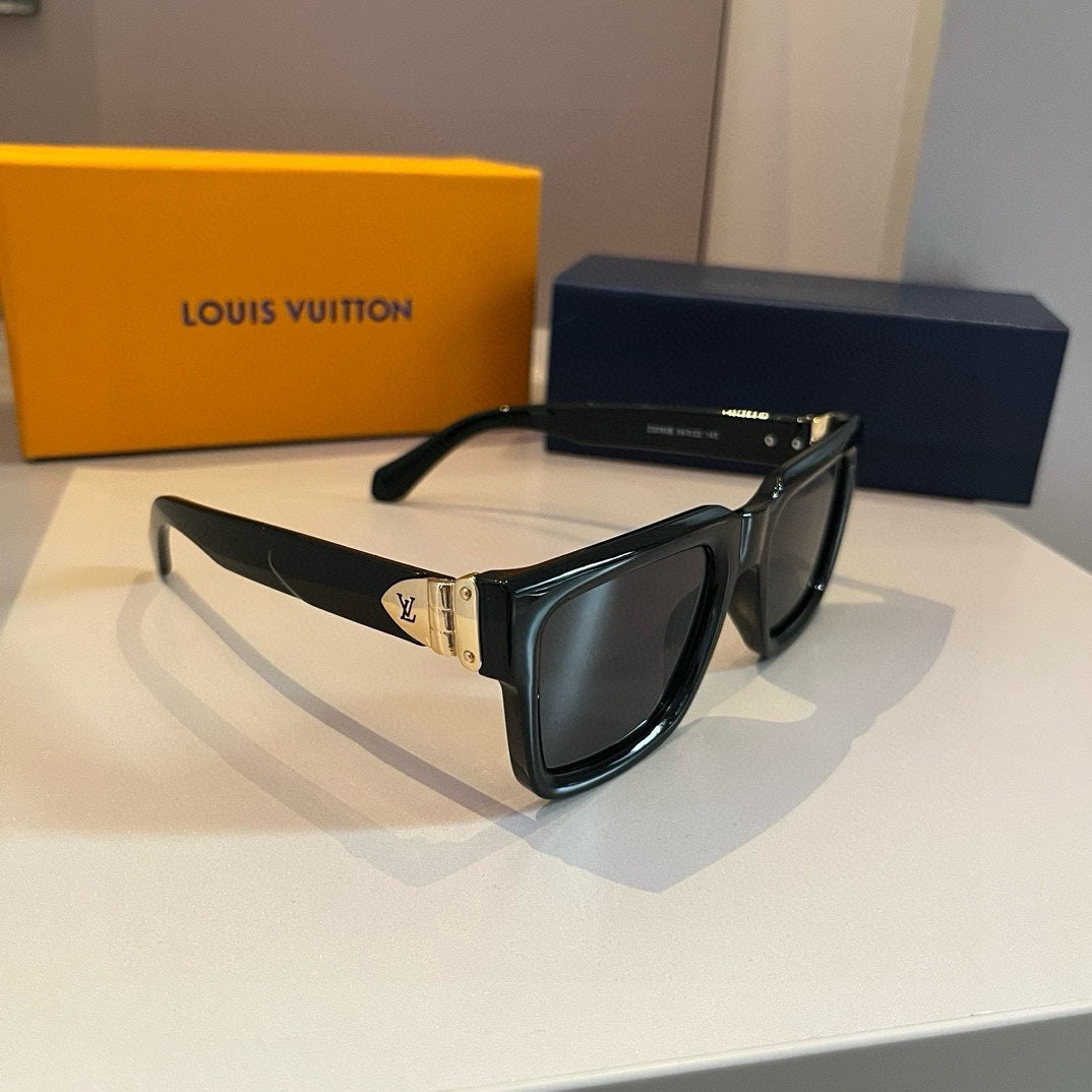Classic Black Monogram Square Sunglasses