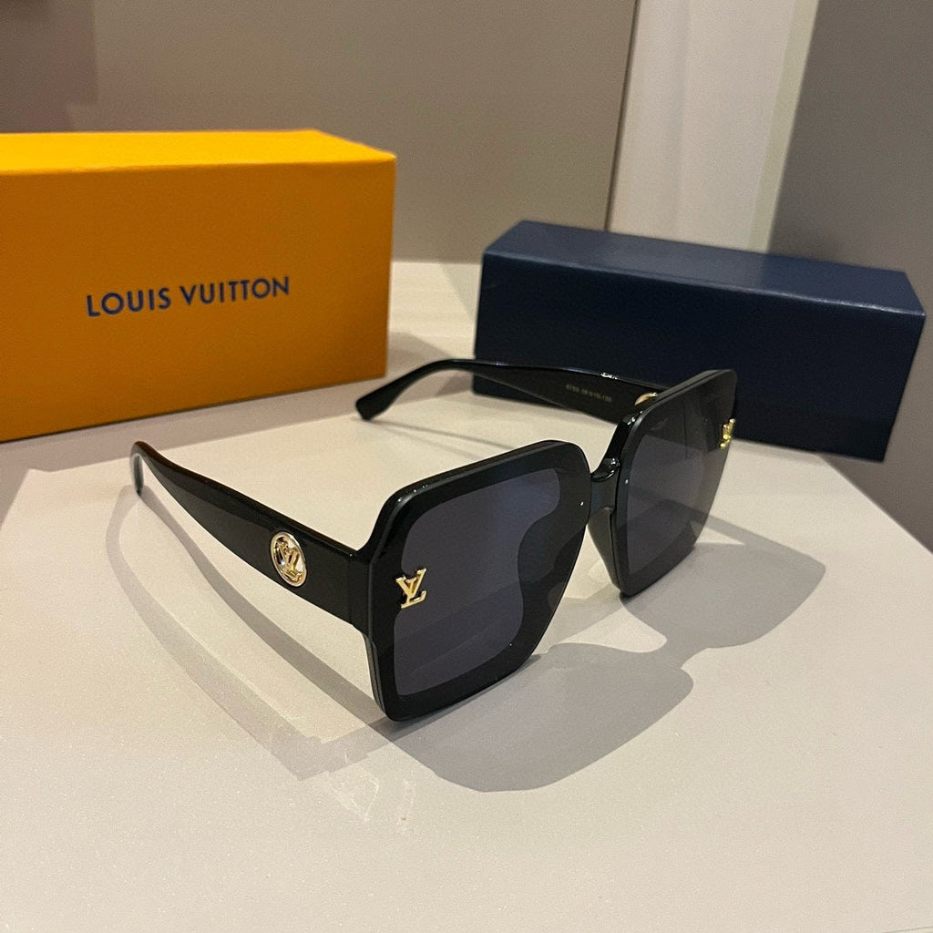 Ivory Black Frame Monogram Sunglasses