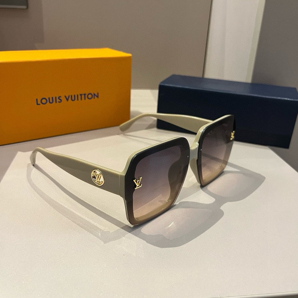 Ivory Matte Frame Monogram Sunglasses