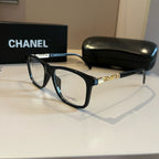 Black Frame Eyewear with Gold Chain Detail