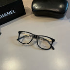 Black Frame Eyewear with Gold Chain Detail