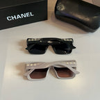 Black Chain-Detail Oversized Square Sunglasses