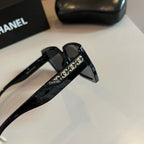 Black Chain-Detail Oversized Square Sunglasses