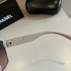 Taupe Chain-Detail Oversized Square Sunglasses