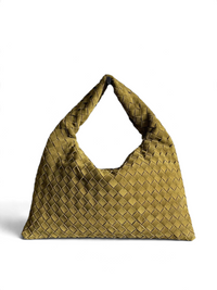 Woven Leather Medium Hobo Shoulder Bag
