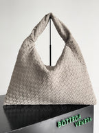 Woven Leather Oversized Hobo Shoulder Bag