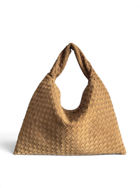 Woven Leather Oversized Hobo Shoulder Bag