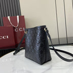 GG Emblem Mini Black Leather Crossbody Bag