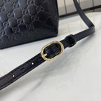 GG Emblem Mini Black Leather Crossbody Bag