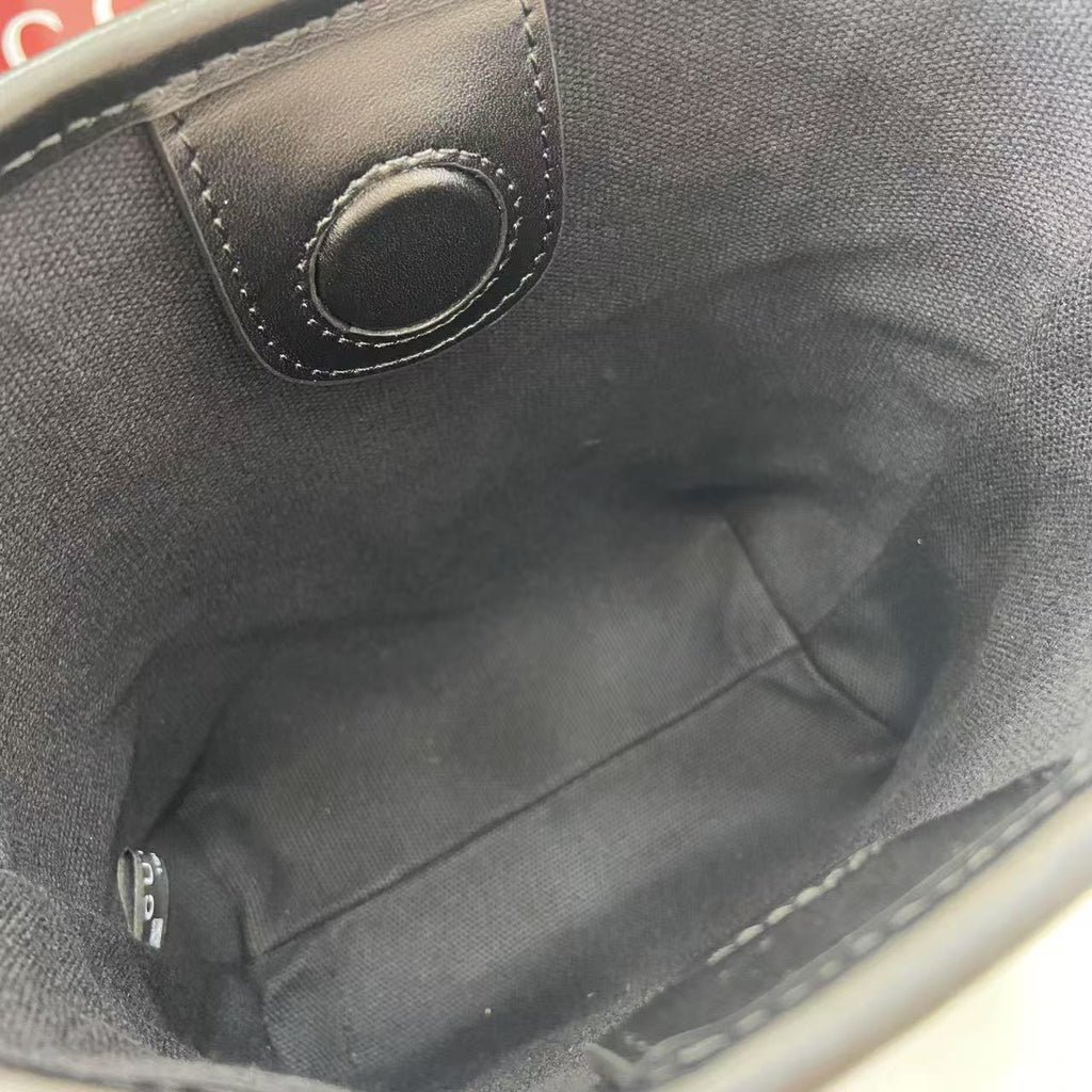 GG Emblem Mini Black Leather Crossbody Bag