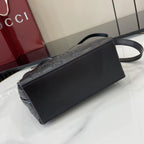 GG Emblem Mini Black Leather Crossbody Bag