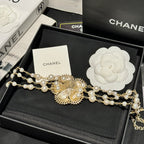 Multi-Strand Pearl Floral CC Necklace