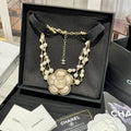 Multi-Strand Pearl Floral CC Necklace
