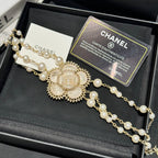 Multi-Strand Pearl Floral CC Necklace