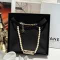 Pearl Chain Logo Necklace