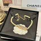 Pearl Chain Logo Necklace