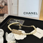 Pearl Chain Logo Necklace