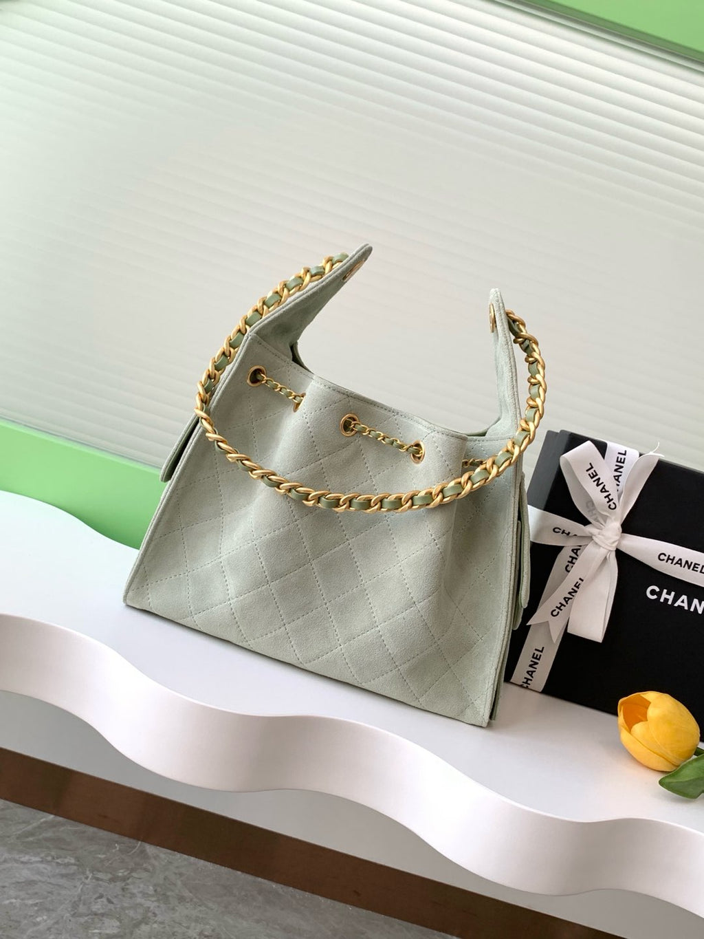 25 Medium Suede Bucket Bag