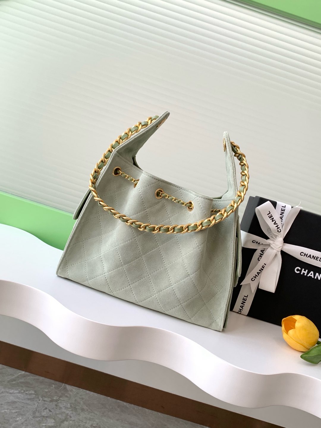 25 Medium Suede Bucket Bag
