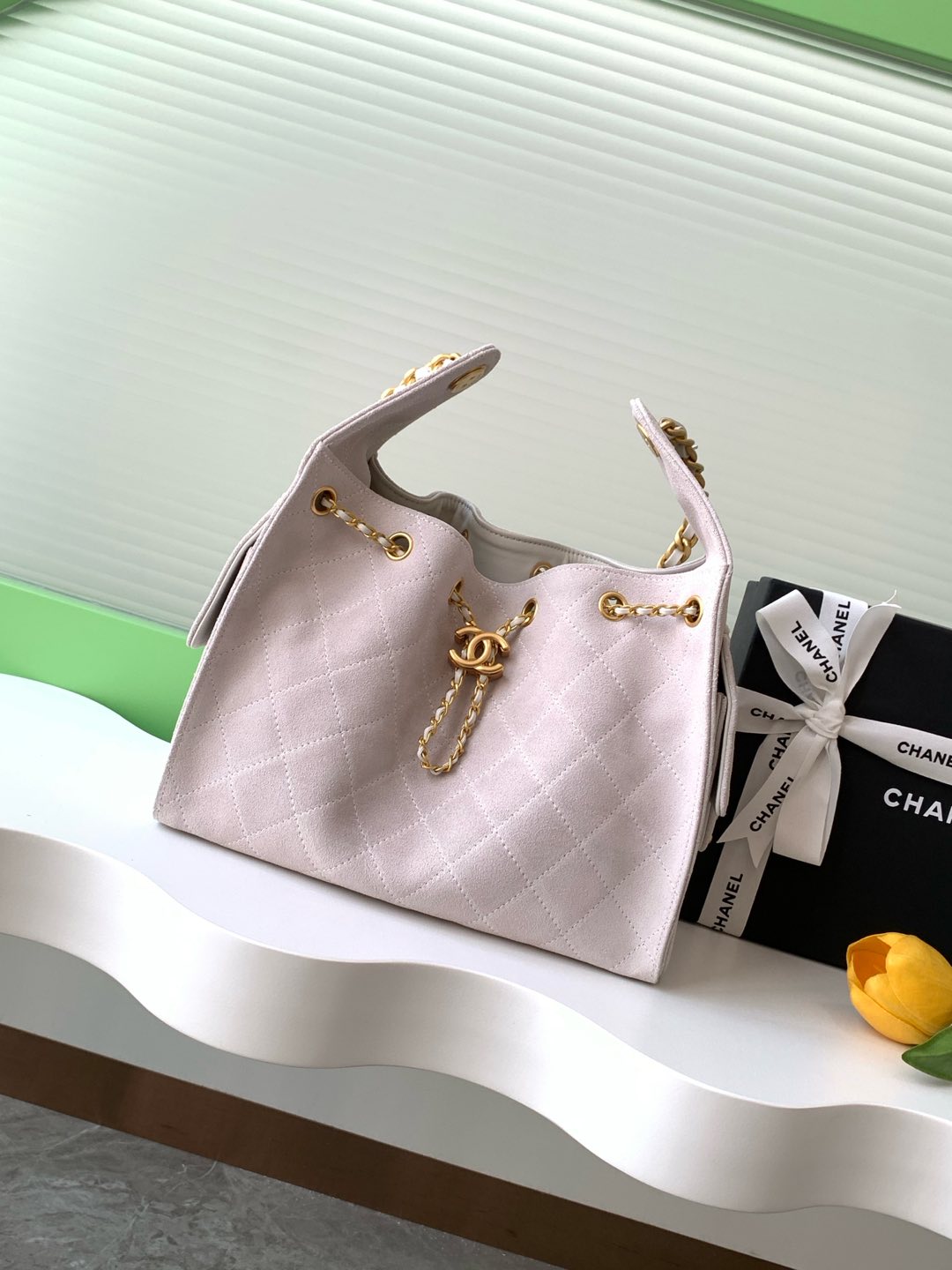 25 Medium Suede Bucket Bag
