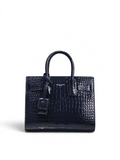 SWORD LUXURY siyah timsah derisi görünümlü calfskin deri Sac De Jour Nano çanta, üst saplı ve çıkarılabilir askılı.