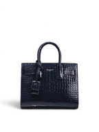 SWORD LUXURY siyah timsah derisi görünümlü calfskin deri Sac De Jour Nano çanta, üst saplı ve çıkarılabilir askılı.