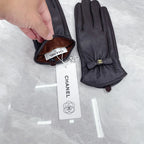 Leather Bow Detail Gloves