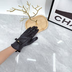 Leather Bow Detail Gloves