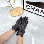 Leather Bow Detail Gloves