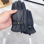 Leather Bow Detail Gloves