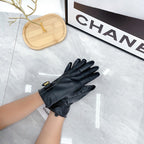 Leather Bow Detail Gloves