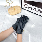 Leather Bow Detail Gloves
