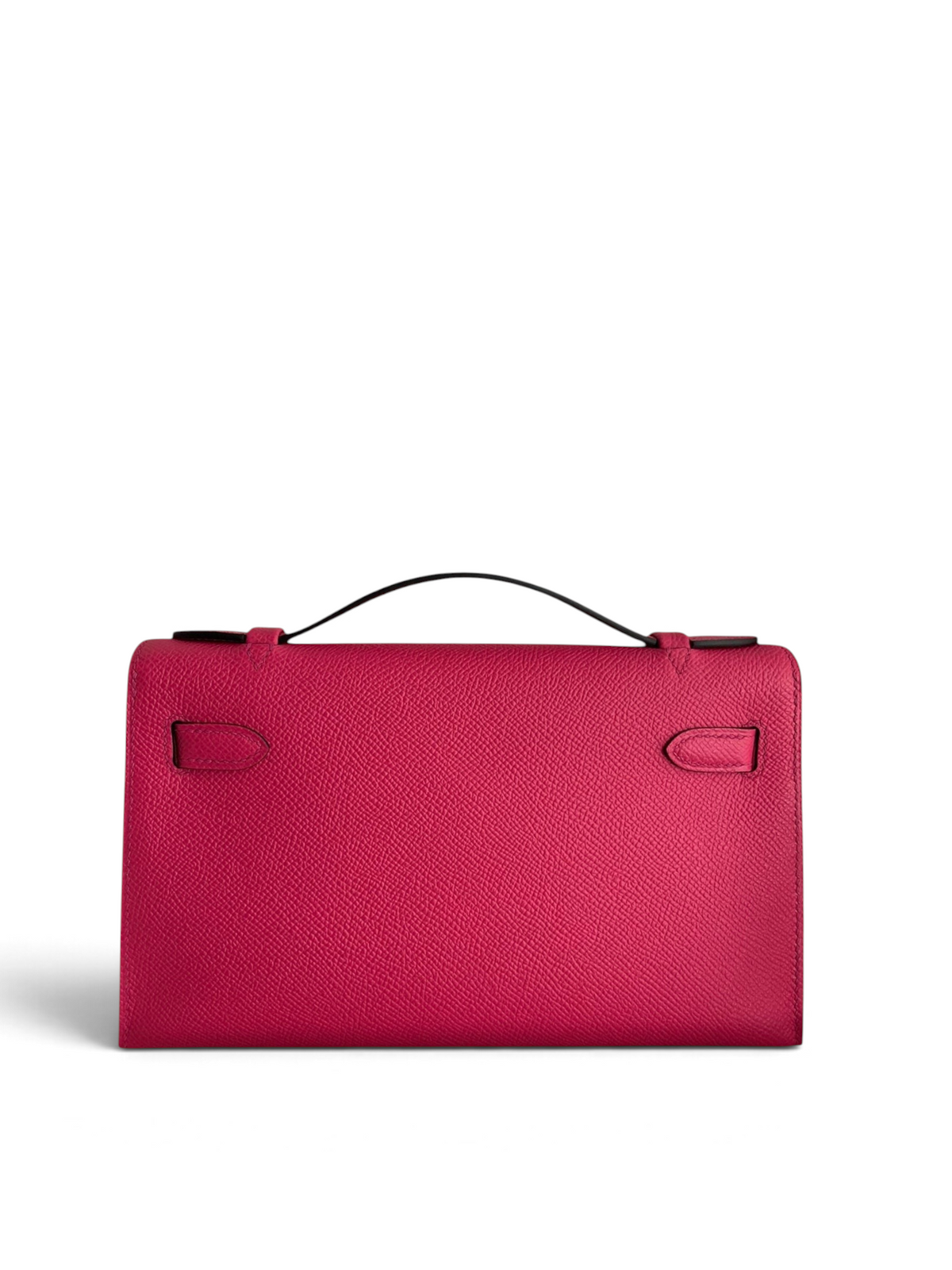 SWORD LUXURY fuşya rengi Epsom deri Mini Kelly 22cm çanta, üstten tutma saplı ve zarif dokulu tasarım.