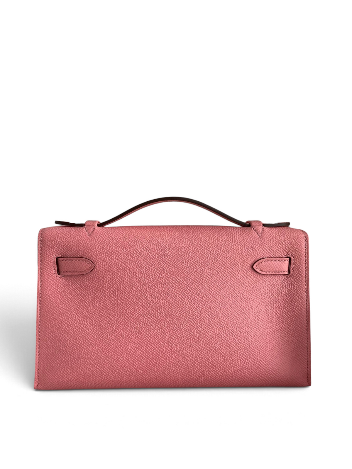 SWORD LUXURY pembe Epsom deri 22cm Mini Kelly çanta, kutu içerisinde üstten görünüm.