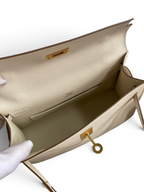 SWORD LUXURY Mini Kelly 22cm krem rengi Epsom deri çanta, altın tonlu kilit detayı ve iç tasarımı ile.