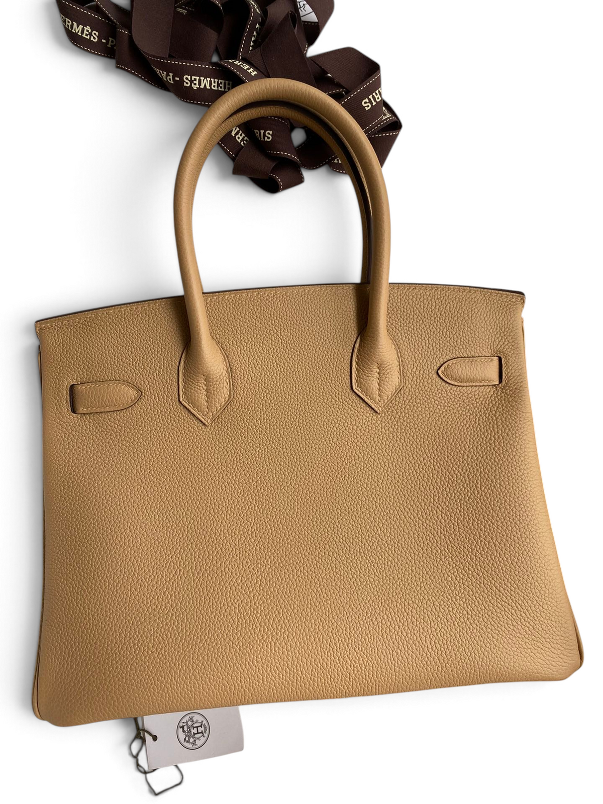 SWORD LUXURY marka bej rengi Togo deri Hermès Birkin 30 çanta, kutu içerisinde ve toz torbası ile birlikte.