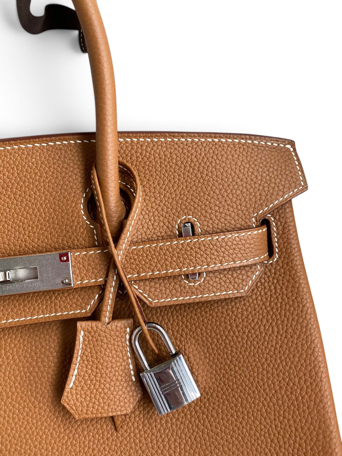 SWORD LUXURY taba rengi Togo deri Hermès Birkin 30 çanta, gümüş donanım ve ikonik kilit detayı ile.