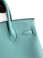 SWORD LUXURY marka turkuaz renkli Togo deri dokulu Hermès Birkin 30 çanta detayı