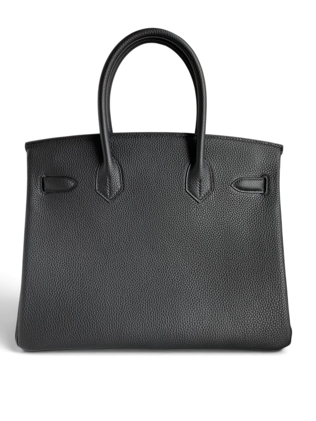 SWORD LUXURY siyah Togo deri Hermès Birkin 30 çanta, altın tonlu donanım detaylarıyla kutu içinde.