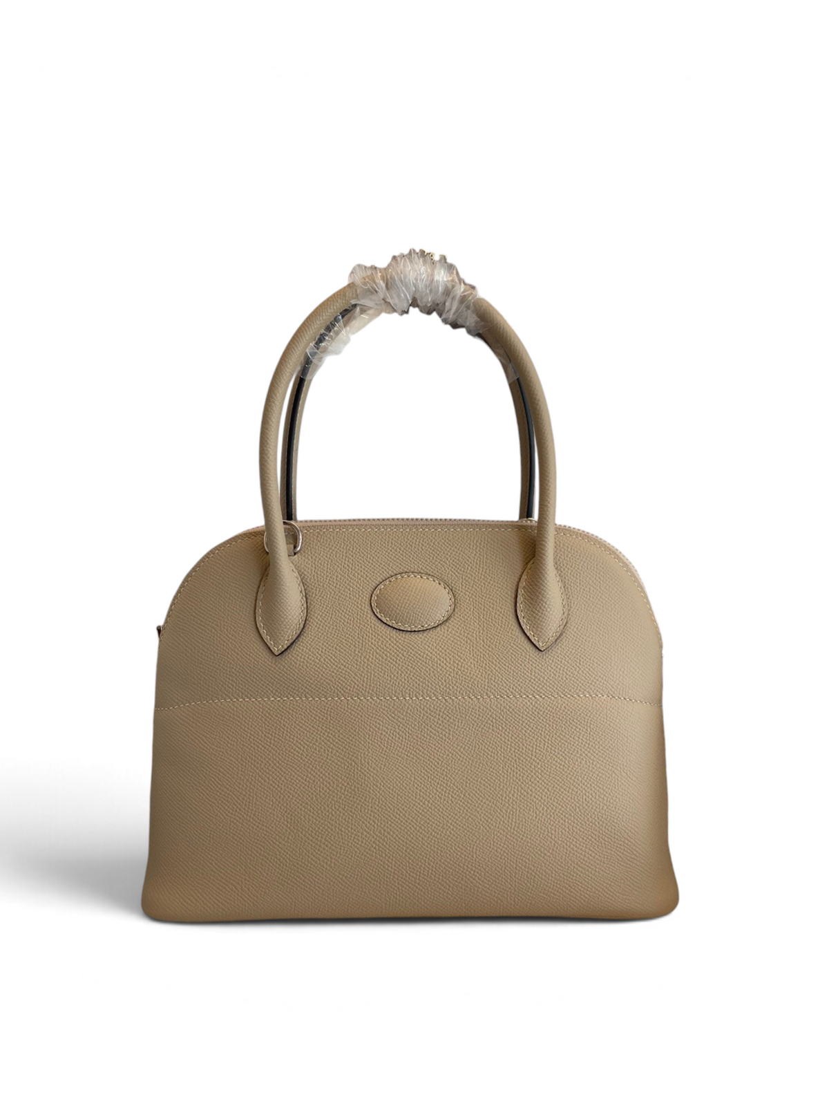 SWORD LUXURY Hermès Bolide 27cm bej renkli Epsom deri çanta, kutu içerisinde şık ve yapılandırılmış tasarımıyla.