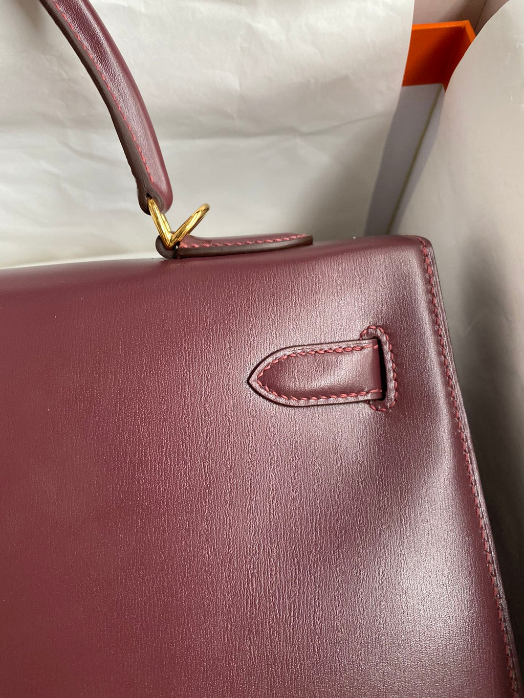 Kelly 32cm Box Leather Handbag